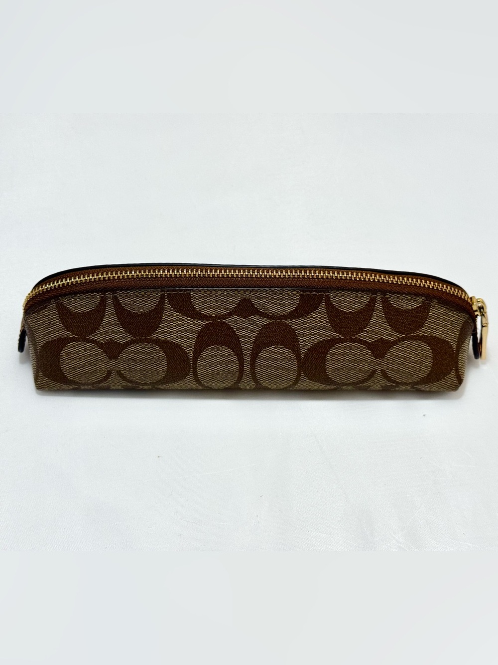 Coach Brown Khaki Signature Pencil Case